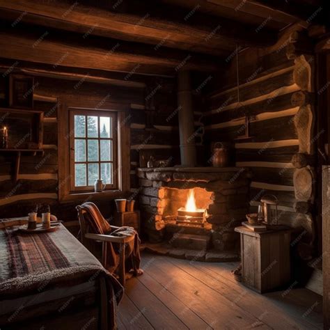 Premium AI Image | Cozy Rustic Cabin or Cottage with Warm and Inviting