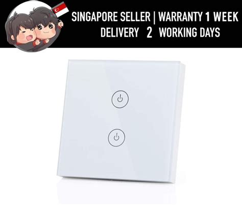 Meross MSS520H Smart Wifi Wall Switch 1 Way 2 Gang Tempered Glass