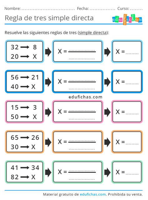 Regla De Tres Simple Directa E Inversa Ejercicios Y Problemas