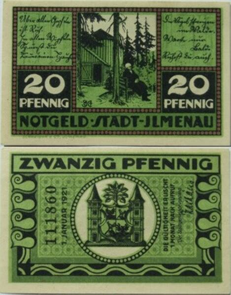 Pfennig Green Issue Ciudad De Ilmenau Turingia Numista