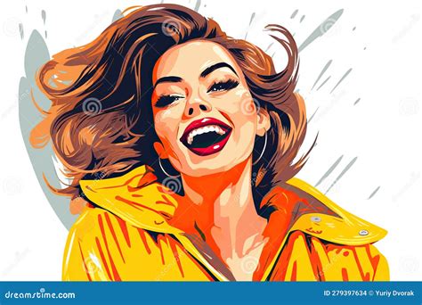 Pop Art Kitsch Woman Points Vector Illustration