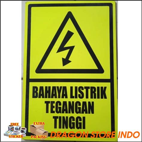 Jual Promo Sign Rambu K3 Awas Bahaya Tegangan Tinggi Pln Plat Acrylic 20x30 Cm Elegan Shopee