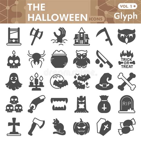 Halloween Line Icon Set All Hallows Eve Symbols Collection Or Sketches