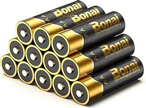 Amazon BONAI Gold Top Rechargeable AA Batteries 12 Count Upgrade