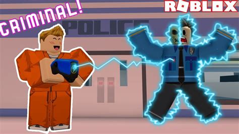 A Prisoner Tasing Cops In Jailbreak Police Disguise In Roblox