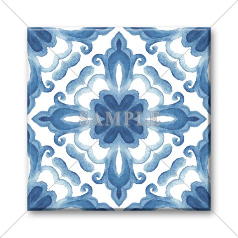 Unique Ceramic Accent Tile Decorative Medallion Blue Grey Etsy