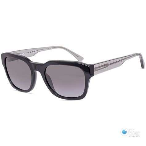 Emporio Armani Sunglasses Ea4175 Square Unisex Sunglasses Shiny Black Frame Gradient Grey