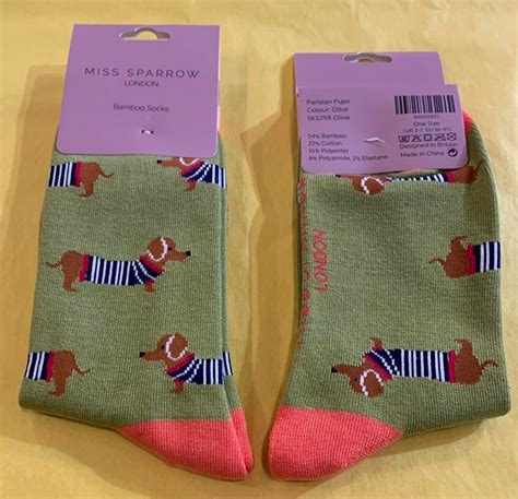 Miss Sparrow Parisian Pups Socks Olive Elspeth Mills Clothing