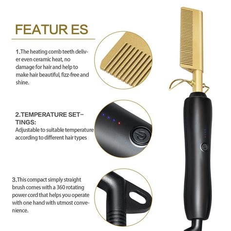 450ºf High Heat Ceramic Hot Comb Wet Dry Use Hair Straightener Iron Comb Electric