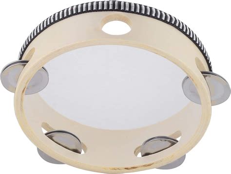 Amazon.com: Hand Held Tambourine Drum 6 inch Bell Birch Metal Jingles ...