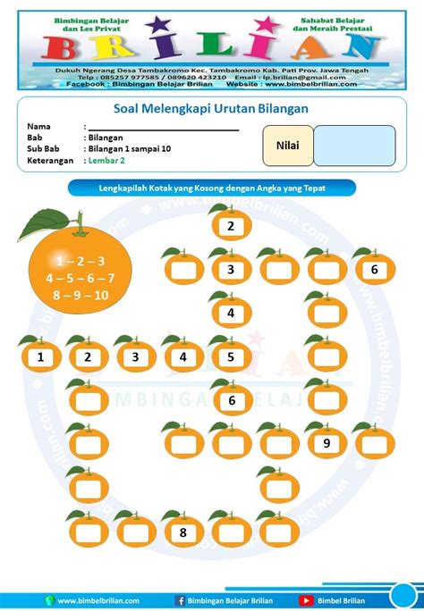 Lembar Kerja Angka 1 10 Lembar Kerja Angka