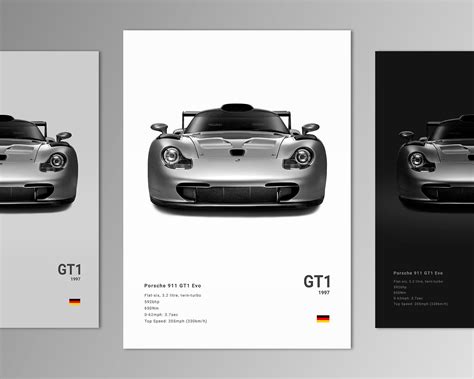 Porsche 911 Gt1 Evo Poster Print Wall Art Car Photography Etsy