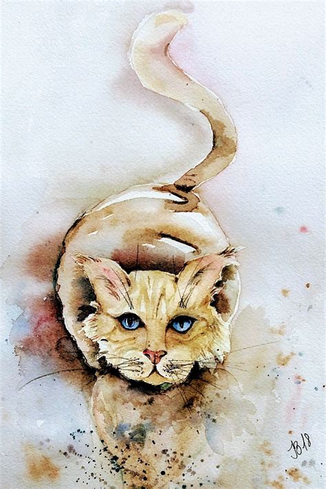 Aquarell Katze Watercolor Cat Watercolor Cat Arts Art Painting