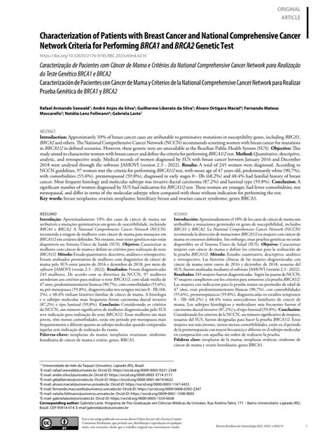 Pdf Characterization Of Patients With Breast Cancer And National