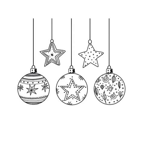 Premium Photo A Black And White Drawing Of Christmas Ornaments