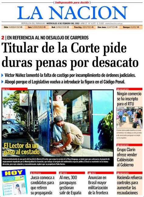 Periódico La Nación Paraguay Periódicos de Paraguay Edición de