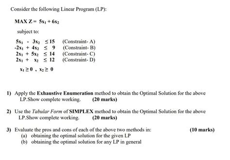 Solved Consider The Following Linear Program Lp