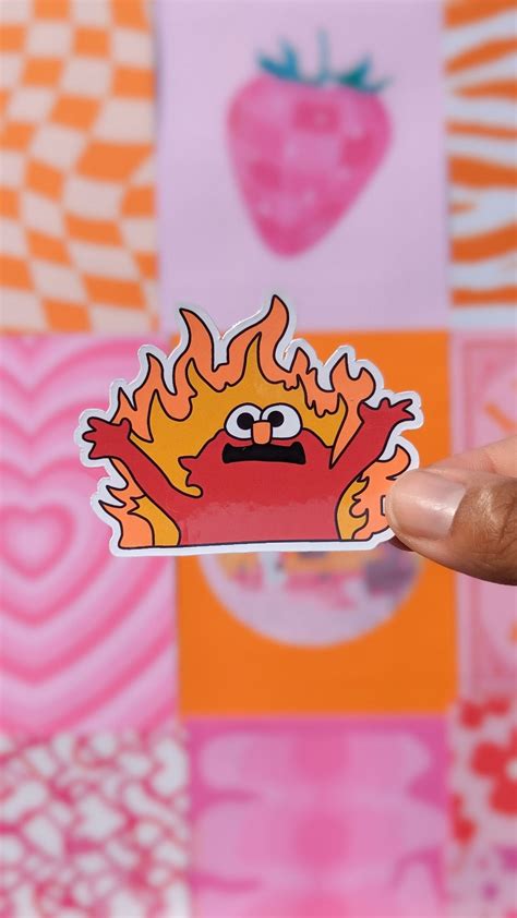 Burning Elmo Meme Sticker Nostalgic Die Cut Fire Etsy