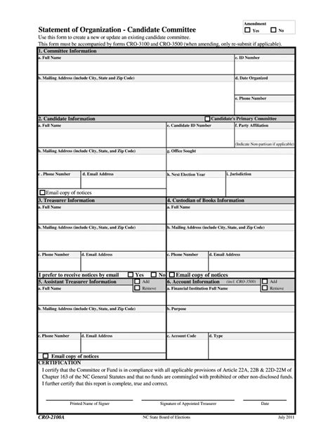 Fillable Online Fillable Online Statement Of Organization Candidate