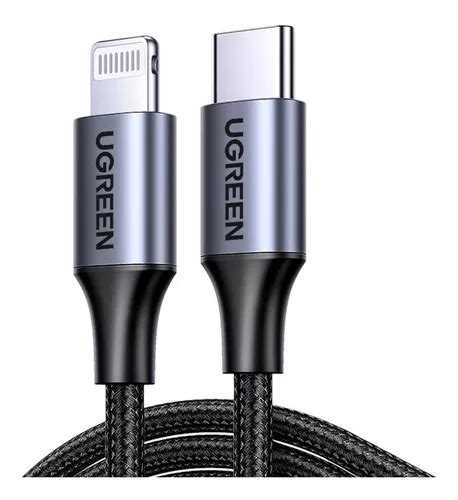 Ugreen Us Cabo Usb C Lightning Ipad Iphone Cargar Rapida M Cor Preto