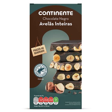 Tablete De Chocolate Negro Com Avelãs Emb 200 Gr Continente Continente