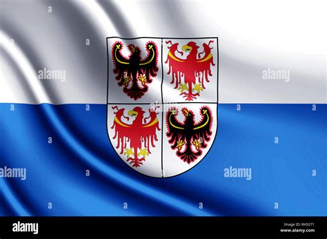 Trentino South Tyrol Modern And Realistic Closeup 3D Flag Illustration