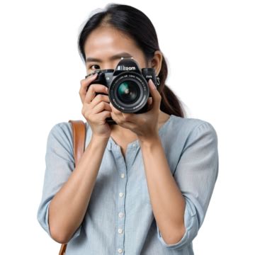 Une Femme Photographe Indonésienne Porte Un Appareil Photo PNG Une