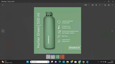 Jual Vacuum Insulated Water Bottle Nyuhealth 500 Ml Hunter Green