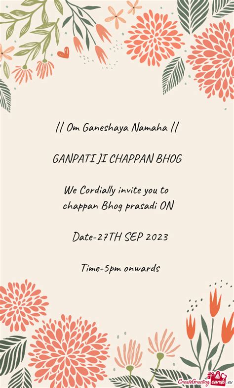 Ganpati Ji Chappan Bhog Free Cards