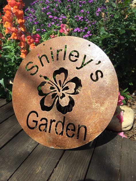 Personalized Garden Metal Sign Laser Cut Rusted Etsy
