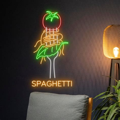 Handmadetneonsign Custom Spaghetti Neon Sign Italian Noodles Led Light