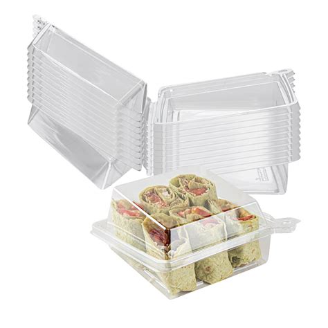 Tamper Tek Square Clear Plastic Sandwich Container With Lid Tamper Evident 5 34 X 5 12