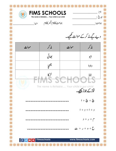 Sr Gulshan The City Nursery Ii Urdu First Term Worksheets For Igarni Preschool Urdu Alphabets