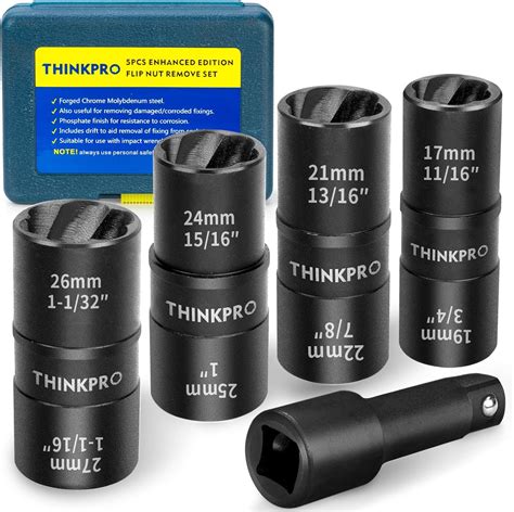 Thinkpro 5 Piece Double Side Lug Nut Remover12” Bolt Extractor Set