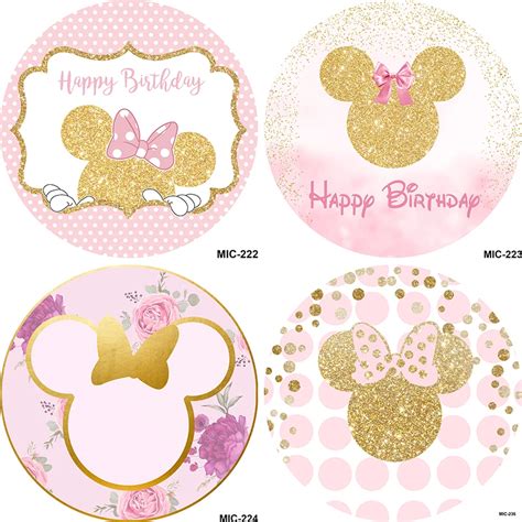 Roze Bloem Ronde Achtergrond Cirkel Foto Achtergrond Minnie Mouse Hoofd