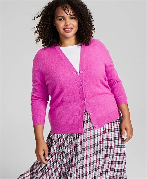 Charter Club Plus Size 100 Cashmere Button Front Cardigan Created For Macys And Reviews