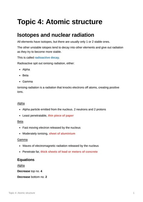 Solution Aqa Gcse Physics Topic 4 Atomic Structure Studypool