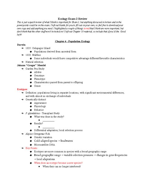 Ecology Exam 2 Review Ecology Exam 2 Review This Is Just A Quick