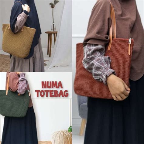 Jual Tote Bag Tas Rajut Nilon Leather Waterproof Shopee Indonesia