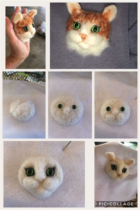 Steps to Felting a cats head | Needle felted cat, Needle felted animals, Needle felting projects