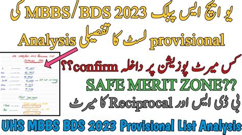 Uhs Public Mbbs Bds Provisional List Detailed Analysis