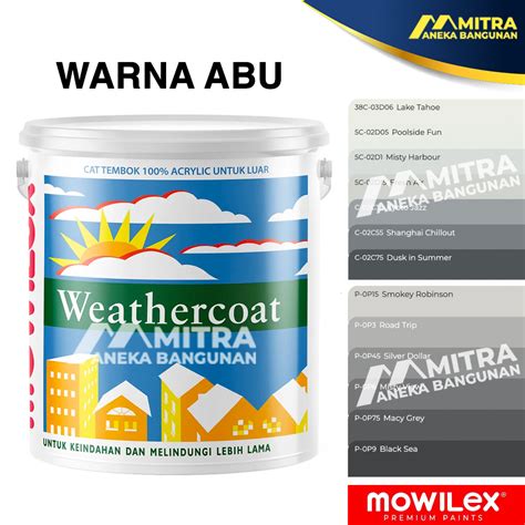 Jual Cat Tembok Eksterior Mowilex Weathercoat Liter Katalog Abu