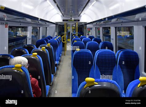 The interior of a Northern Trains CAF 333 class Electric Multiple Unit train at Leeds Railway ...