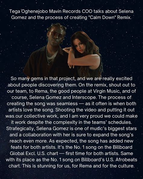 Tega Oghenejobo Mavin Records Coo Talks About Selena Gomez And The