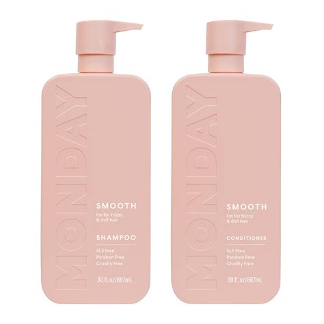 Monday Haircare Smooth Shampoo Conditioner Bathroom Set 2 Pack 30oz Each For Frizzy Coarse