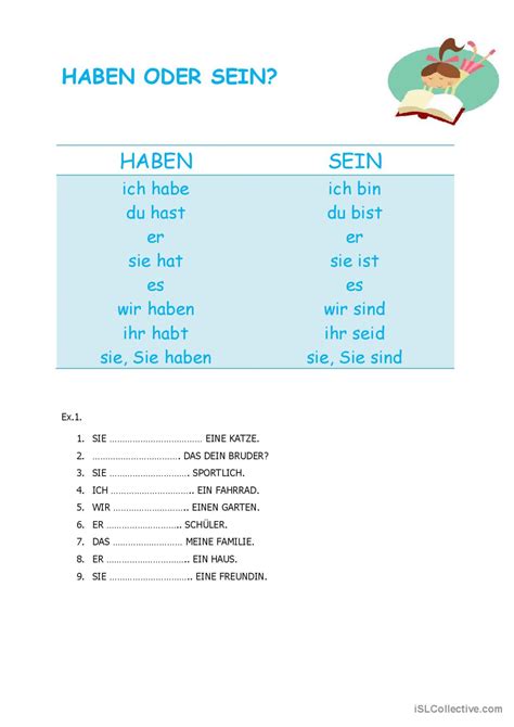 HABEN ODER SEIN Deutsch DAF Arbeitsblätter pdf doc