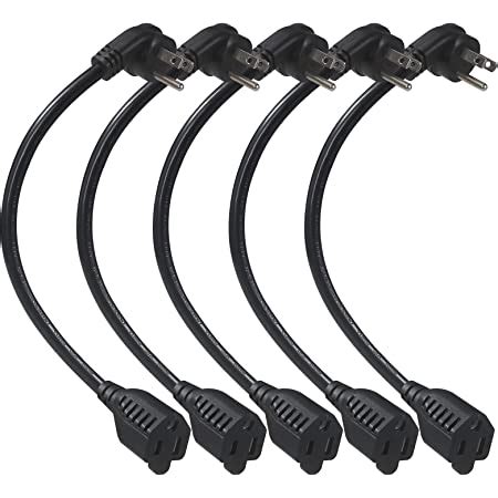 Amazon Pack Flat Plug Short Power Extension Cord Inch Black