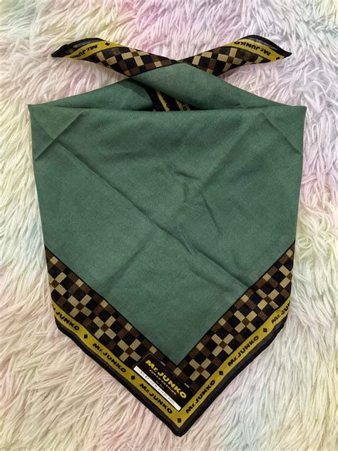 Mr Junko Koshino Army Green Handkerchief With Sticker 17 5 Inches