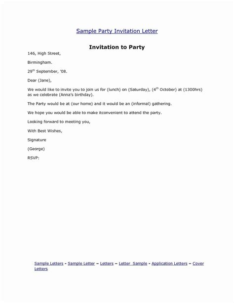 The Sample Party Invitation Letter Is Shown In This Format And