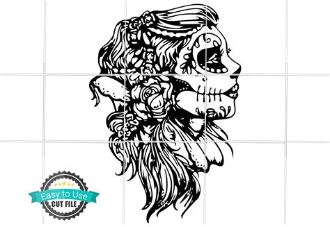 Girl Skull Svg Sugar Skull Svg Cut File And Clipart For Etsy